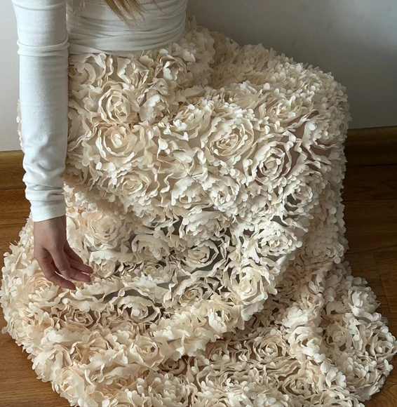 Light Luxury Evening Skirt Autumn Winter Women's Slim Fit Loose WarmEmbroidered - Picture 2 of 6